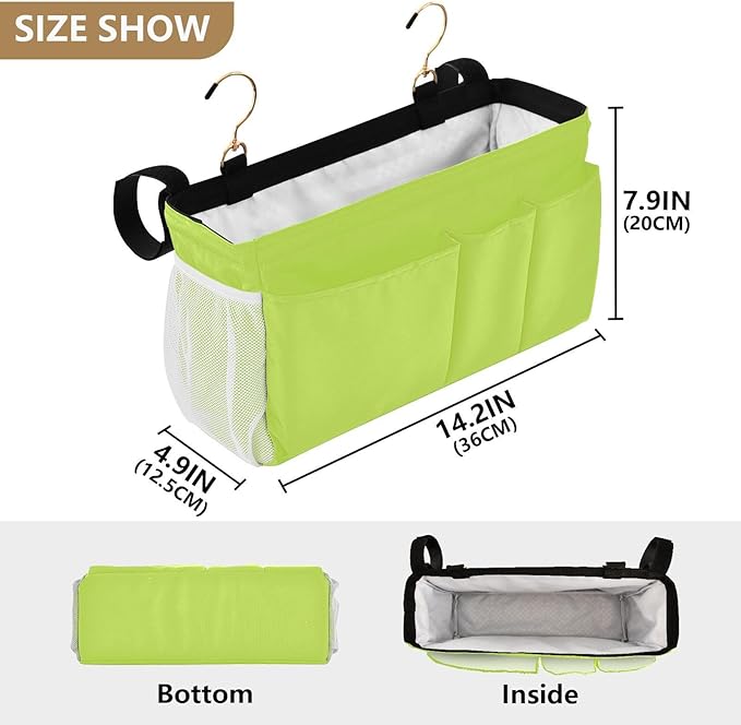 KOPIRIT Neon Yellow Bedside Caddy Storage Bag Bedside Organizer - Image 4