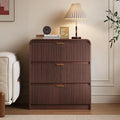 FURSUN 32" Tall Fluted Nightstand, 3 Drawers Wooden End Table w/Storage by FURSUN