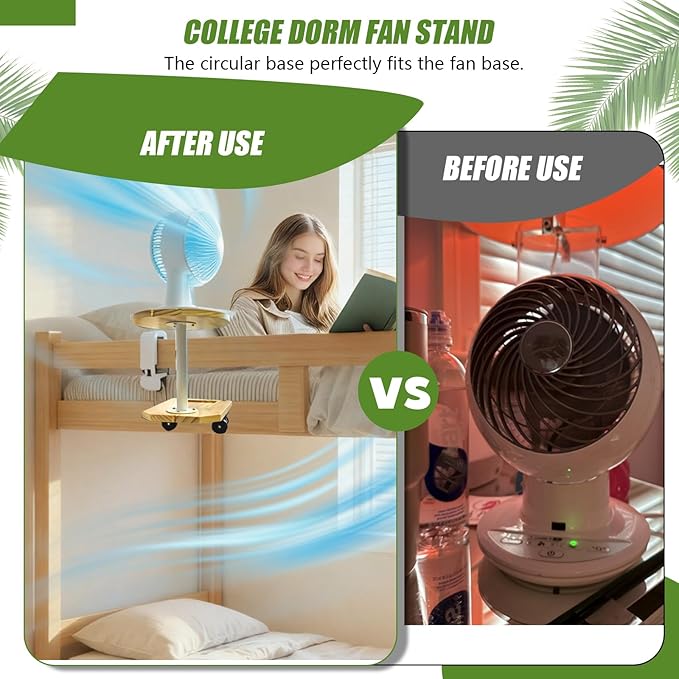 PoolTechX Fan Holder for Dorm Bed, Wooden Clamp Fan Holder for Woozoo Fan - Image 2