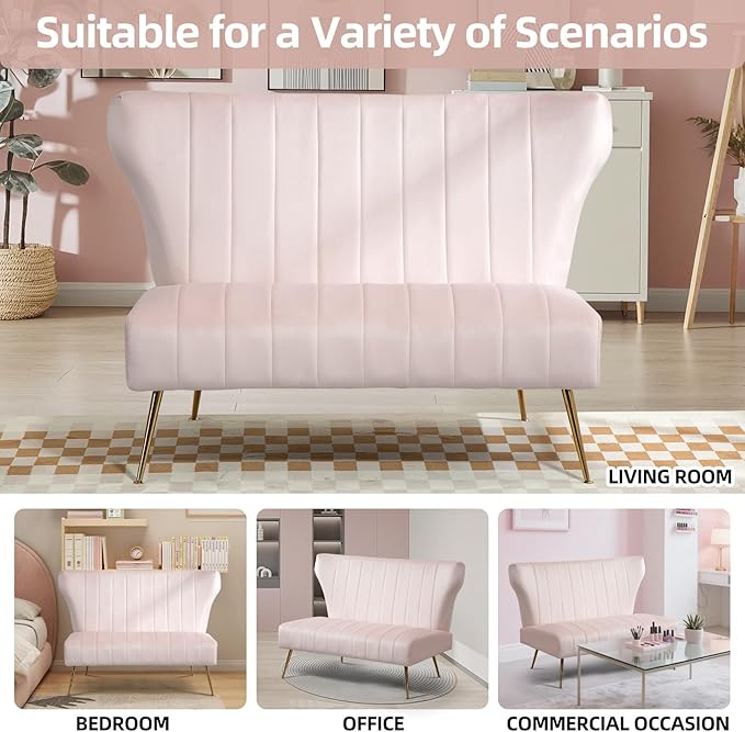 50’’ Armless Loveseat Sofa, Comfy Upholstered Velet Small Couch Sofa - Image 5