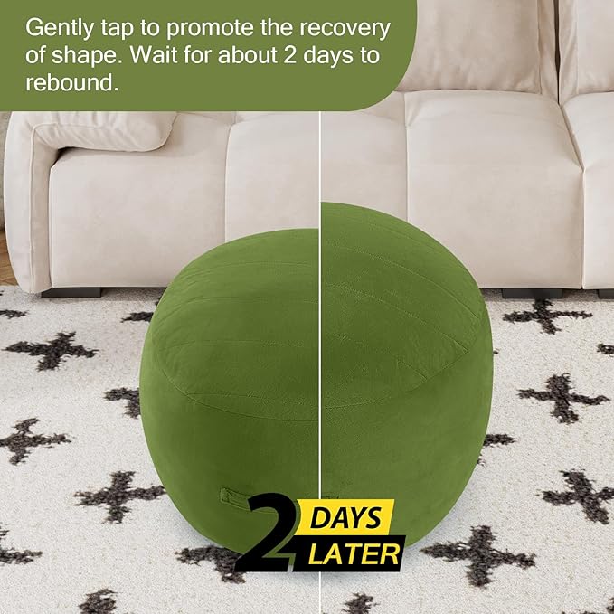 MeMoreCool Round Stuffed Pouf Ottoman Foot Rest, Floor Pouf Foot Stool - Image 8