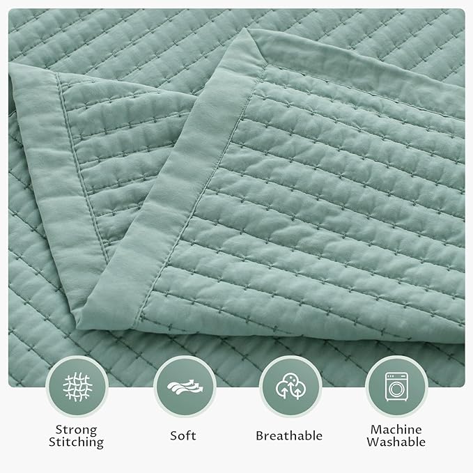 KASENTEX Oversized Queen Quilt Set 102"x106" – Soft Washed 3-Layer Lightweight - Image 4