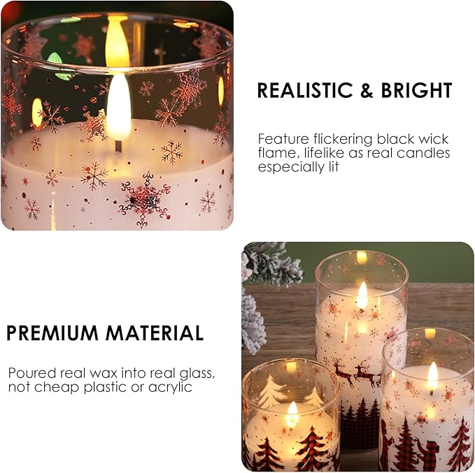 Eywamage Christmas Flameless Pillar Candles - Image 4