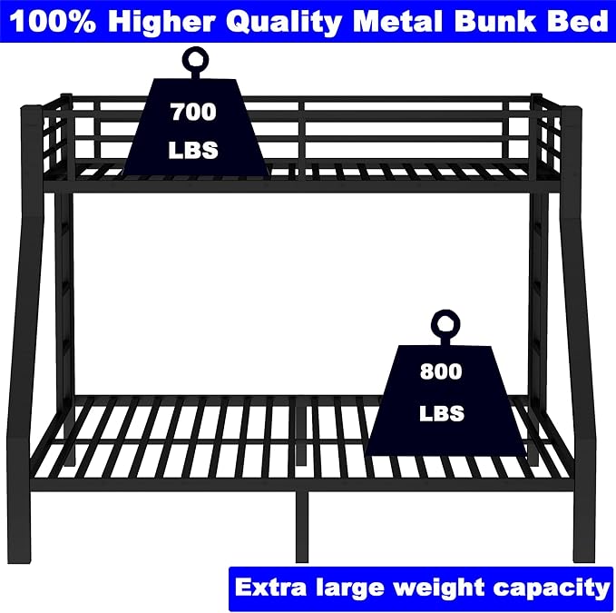 Upgraded Version Thicken Metal Heavy-Duty Twin XL Over Queen Bunk Bed, Modern - Image 7