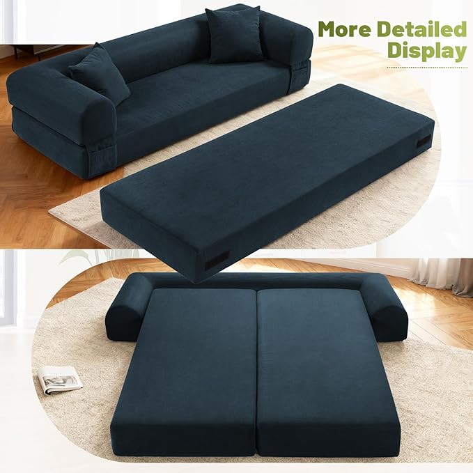 Convertible Futon Sofa Bed, Oversized Queen Sleeper Sofa in a Box, Corduroy - Image 5