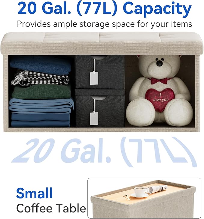 BRIAN & DANY 30 Inches Folding Storage Ottoman Bench, Ottoman - Image 6