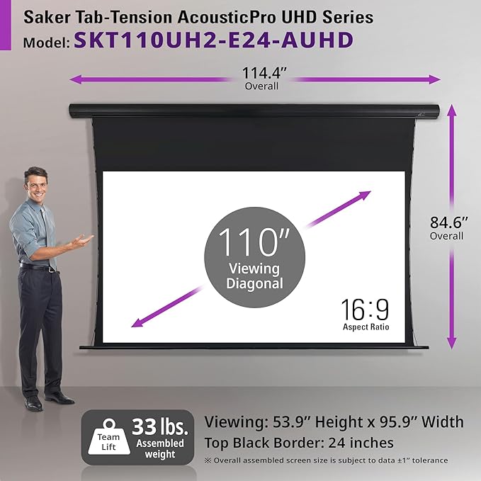 Elite Screens Saker Tab-Tension AcousticProUHD RC1 Kit, Acoustically Sound - Image 8
