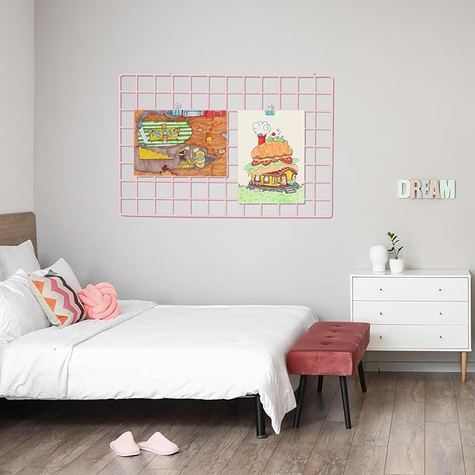 PATIKIL 20"x20" Wire Grid Panel, 2 Pack Board Photo Pictures Memo Display Grid - Image 6