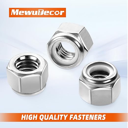 MewuDecor 3/8-16 Nylon Insert Hex Lock Nuts Locknuts, 304 Stainless Steel 18-8 - Image 3