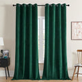Joydeco Dark Green Velvet Curtains 63 Inches Long, Luxury Grommet Blackout by JOYDECO