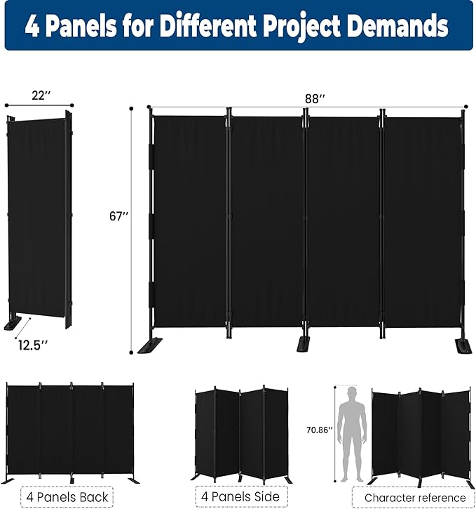 Room Divider, Upgraded Privacy Screen Highly Secretive, 4 Panel Portable Room - Image 5