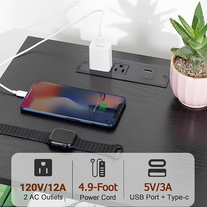 AMHANCIBLE Nightstand with Fast Charging Station, End Table Living Room with - Image 4