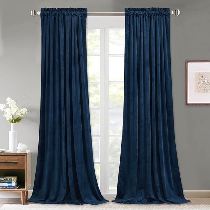 StangH 120 inches Long Blackout Velvet Curtains by StangH