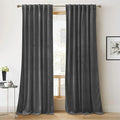 RYB HOME Grey Velvet Curtains 102 inches, Back Tab Soft Fabric Room Darkening by RYBHOME