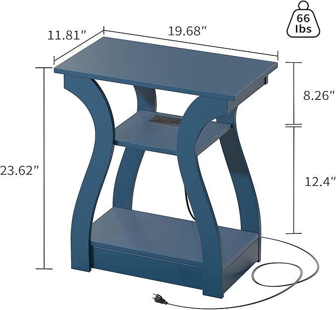 End Table with Charging Station, Side Table with USB Ports and Outlets - Image 3