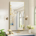 48x24In Gold Bathroom Mirror for Wall, Brushed Gold Rectangle Mirrors by Welcometocofeny