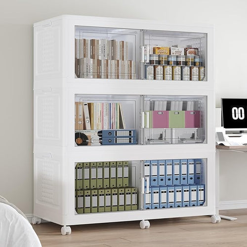 120GAL Storage Bins with Lid and Wheels, Stackable Closet Organizers and by Fangtueh