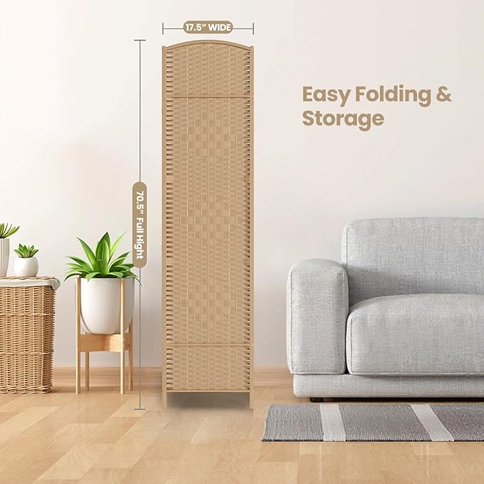6 Panel Room Divider, 6Ft Folding Privacy Screen, Tall - Image 7