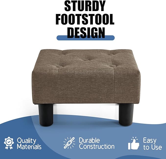 BRIAN & DANY Small Foot Stool, Linen Foot Stools - Image 4
