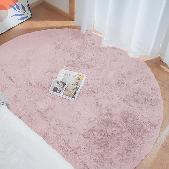 Pink Boho Faux Rabbit Fluffy Fur Rugs - Image 3