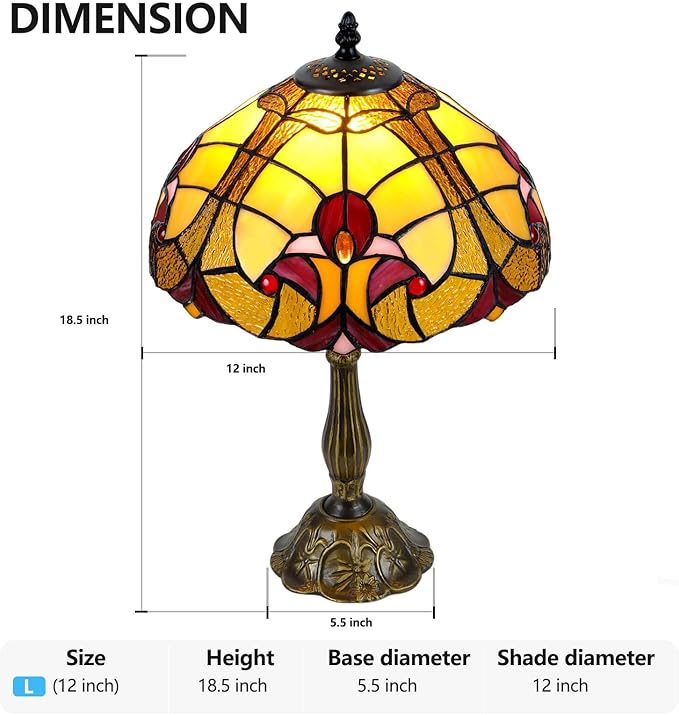 Luxury 12" Tiffany Style Table Lamp - Image 2