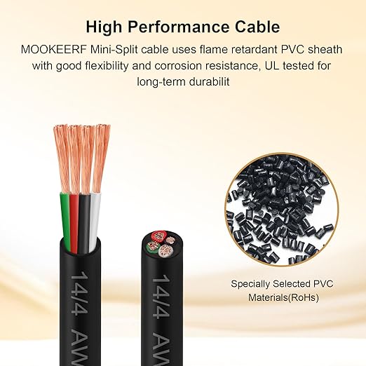 MOOKEERF 14/4 AWG Mini-Split Cable - 10FT 14 AWG 4 Conductor Control Cable 300V - Image 7