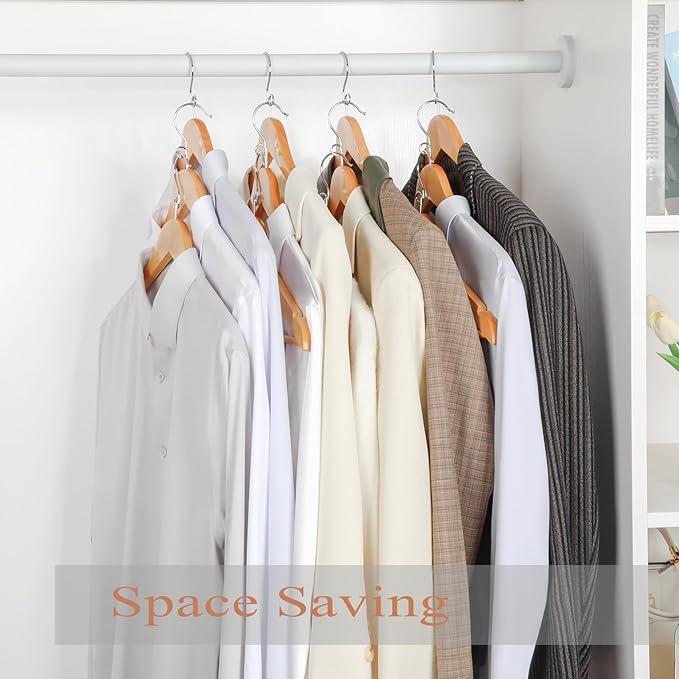 TOPIA HANGER Wooden Hangers 30 Pack, Space Saving Coat Hanger - Image 6
