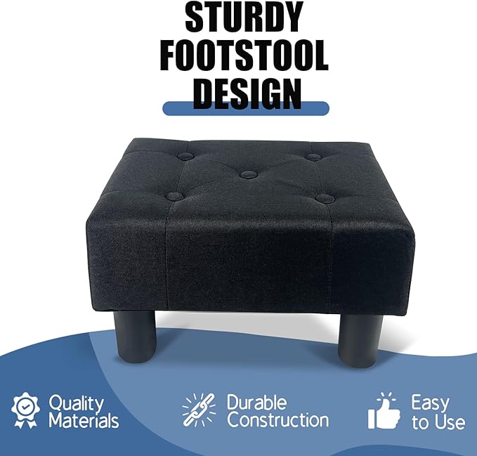 BRIAN & DANY Small Foot Stool, Linen Foot Stools - Image 4