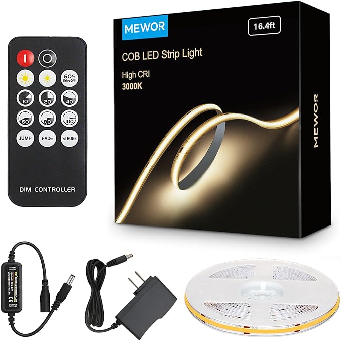 COB LED Strip Light with Remote, 3000K Dimmable, Warm White LED Lights by Unknown