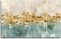 DZL Art A74681 Gold Abstract Painting Modern Decor Wall Art Gold Canvas Gray by DZL+Art