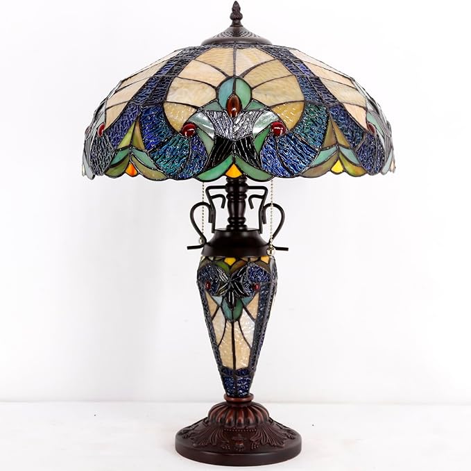 WERFACTORY Tiffany Lamp Yellow Stained Glass Liaison Mather-Daughter Vase Table - Image 3