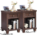 SAVOR LIFE Farmhouse End Tables Living Room Set of 2, Rustic Wood Nightstand by SAVORLIFEFurniture