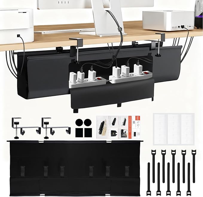 No Drill Under Desk Cable Management Tray by Unknown