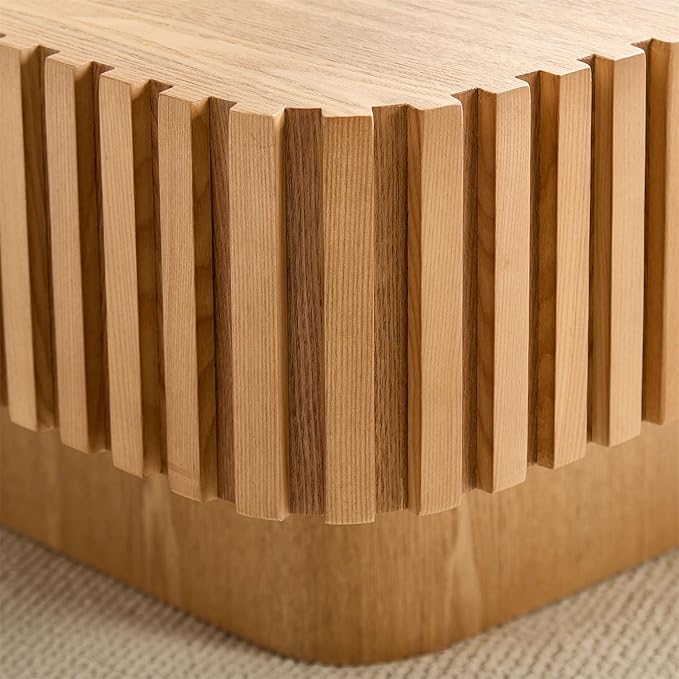 LKTART Square Coffee Table for Living Room, Accent Fluted Coffee Table - Image 6