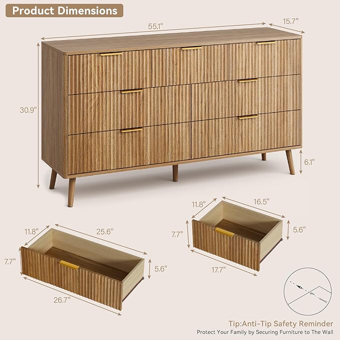 CARPETNAL Fluted 7 Drawer Dresser - Image 2