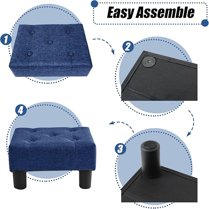BRIAN & DANY Small Foot Stool, Linen Foot Stools - Image 5