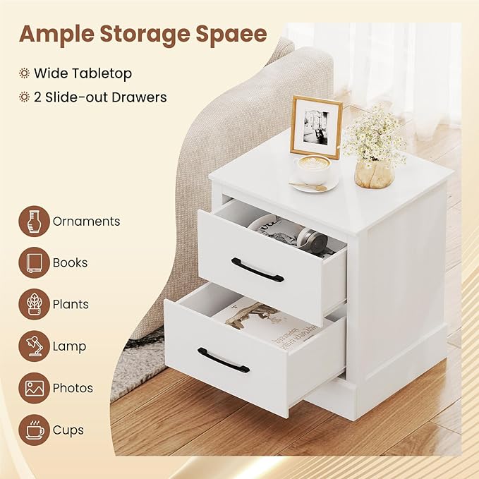 Giantex Modern Nightstand Set of 2, Wood Bedside Table - Image 7