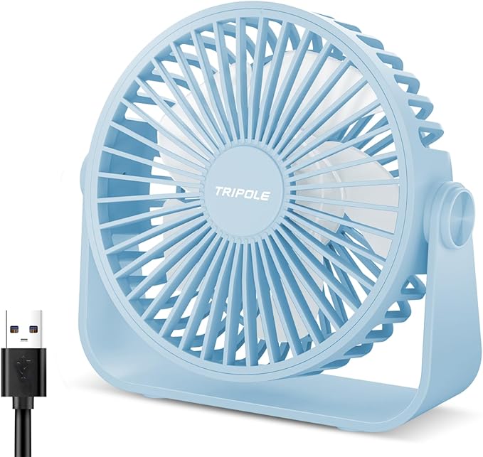 TriPole USB Desk Fan Portable Mini Fan Powerful 3 Speeds Wind Personal Desktop by TriPole
