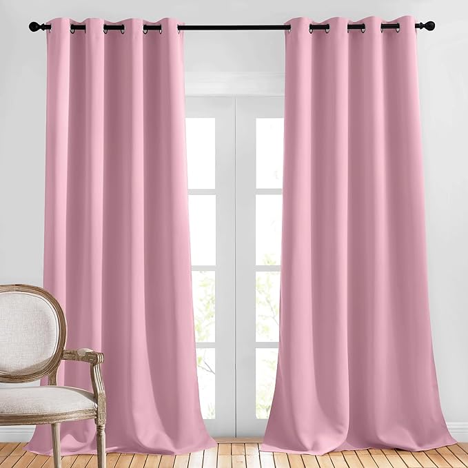 NICETOWN Crystal Pink Blackout Curtains 102 inch Length, Grommet Energy Saving by NICETOWN