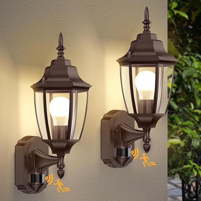 Lamomo Outdoor Wall Sconce, 2 Pack Dusk to Dawn Motion Sensor Bronze Outdoor - Image 7