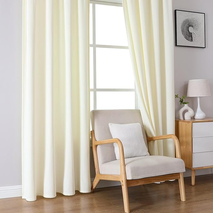 Joydeco White Velvet Curtains 96 inch Length 2 Panels, Luxury Blackout Rod - Image 6
