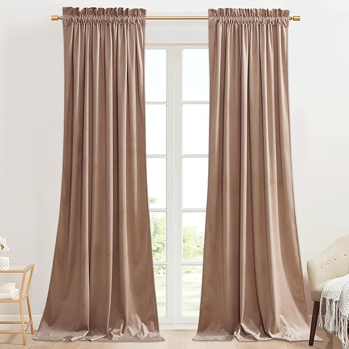 StangH Blush Beige Kids Bedroom Curtains Velvet Room Darkening Doorway Dividers by StangH