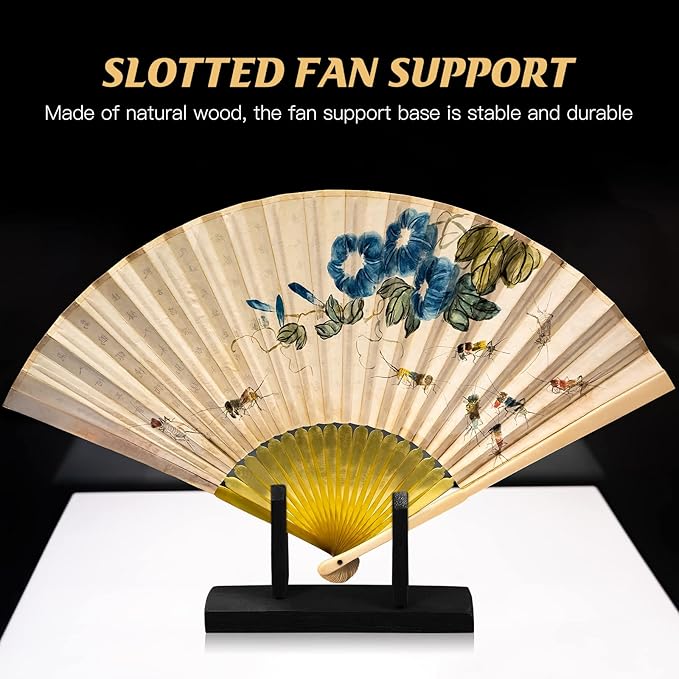 VOSAREA Bamboo Japanese Folding Fan Stand Holder Handheld Fan Display Stand - Image 7