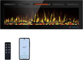 50" WiFi Electric Fireplace Inserts, Recessed and Wall Mounted Fireplace Heater by KENTSKY