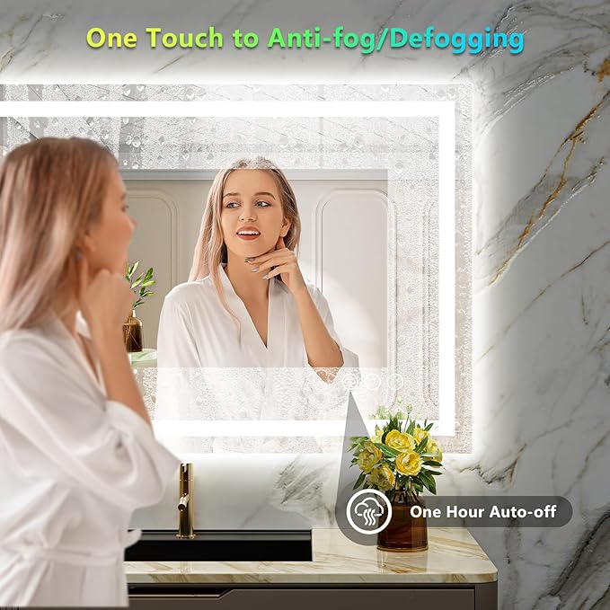 YEELAIT 51x40 Inch RGB LED Bathroom Mirror Front Light and RGB Backlit Lighted - Image 5