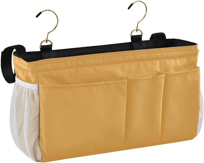 KOPIRIT Mustard Yellow Bedside Caddy Storage Bag Bedside Organizer by KOPIRIT