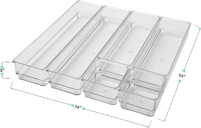Martha Stewart Miles Plastic Stackable Office Desk Drawer Organizers - Image 7