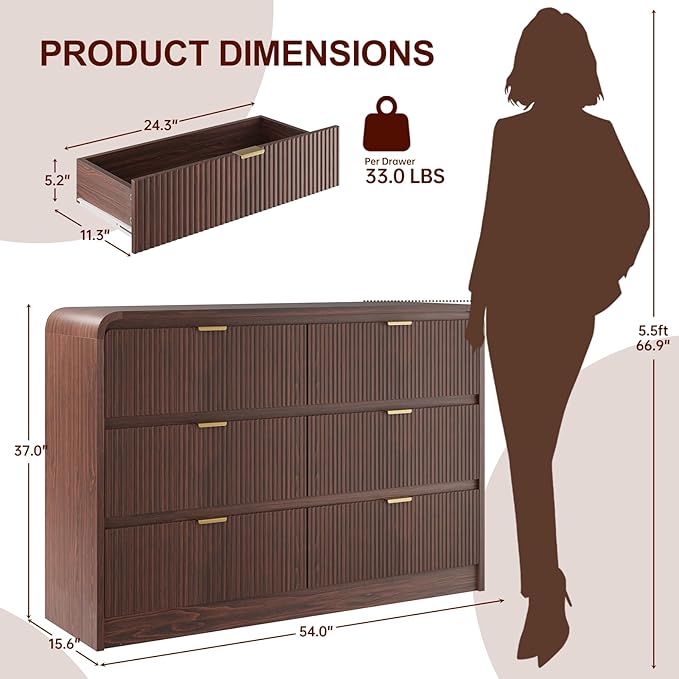 FURSUN Fluted 6 Drawers Dresser - Image 2