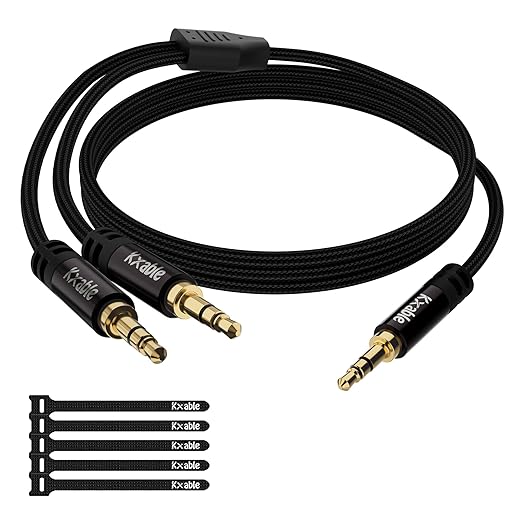 Kxable 1/8 Inch TRS Stereo Y Splitter Cable 6FT, 3.5mm Male to 2-Male by Kxable