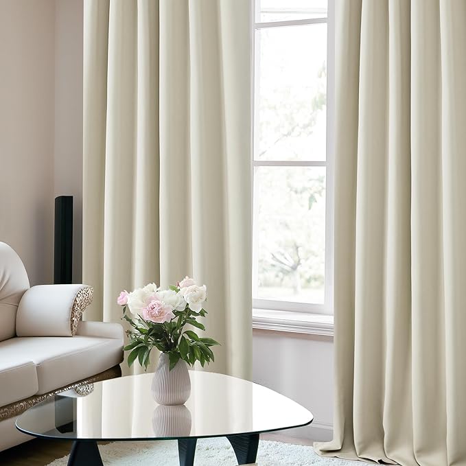 Deconovo Blackout Curtains, Thermal Insulated, W52 x L45 2 Panels, Back Tab - Image 6